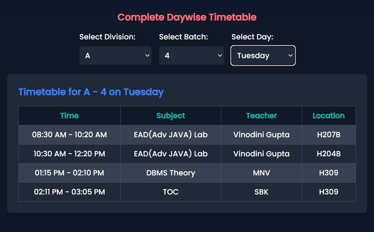 Time Table Viewer screenshot